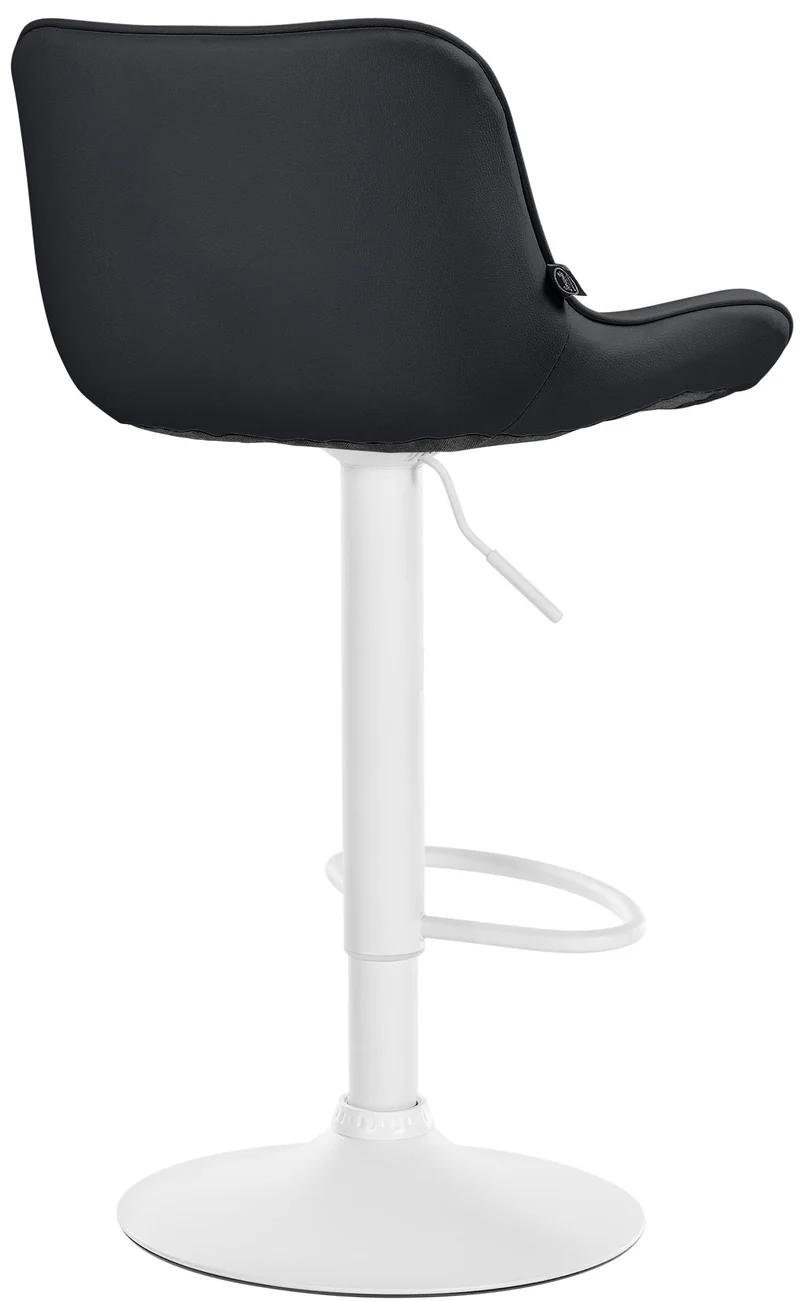 Tabouret de bar x1 pivotant forme ergonomique surpiqûres décoratives en PVC noir cadre en métal blanc 10_0005774