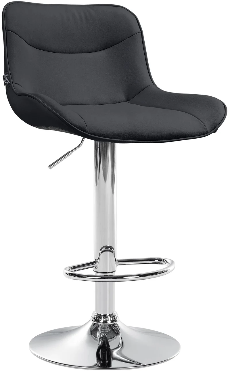 Tabouret de bar x1 pivotant forme ergonomique surpiqûres décoratives en PVC noir cadre en métal chromé 10_0005761