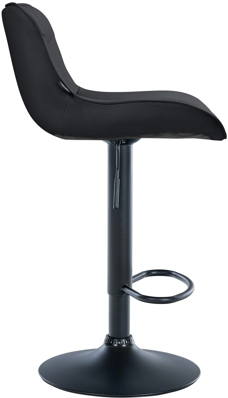 Lot de 2 tabourets de bar x1 avec coutures décoratives en PVC noir pied en trompette métal noir 10_0004453