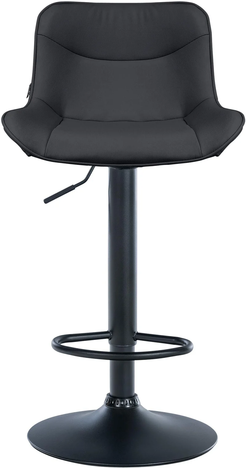 Lot de 2 tabourets de bar x1 avec coutures décoratives en PVC noir pied en trompette métal noir 10_0004453