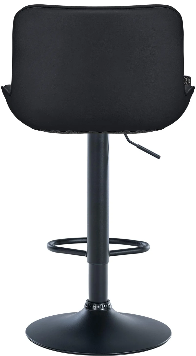 Lot de 2 tabourets de bar x1 avec coutures décoratives en PVC noir pied en trompette métal noir 10_0004453