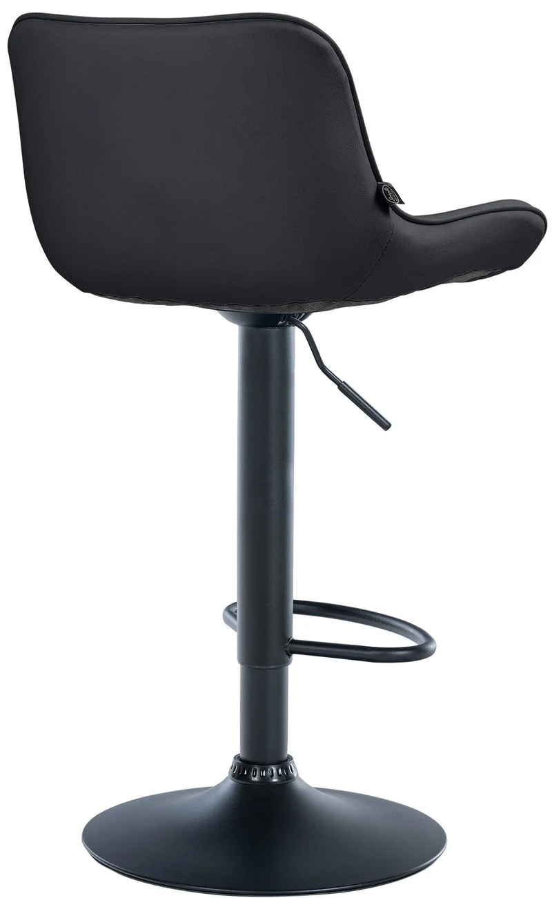 Lot de 2 tabourets de bar x1 avec coutures décoratives en PVC noir pied en trompette métal noir 10_0004453