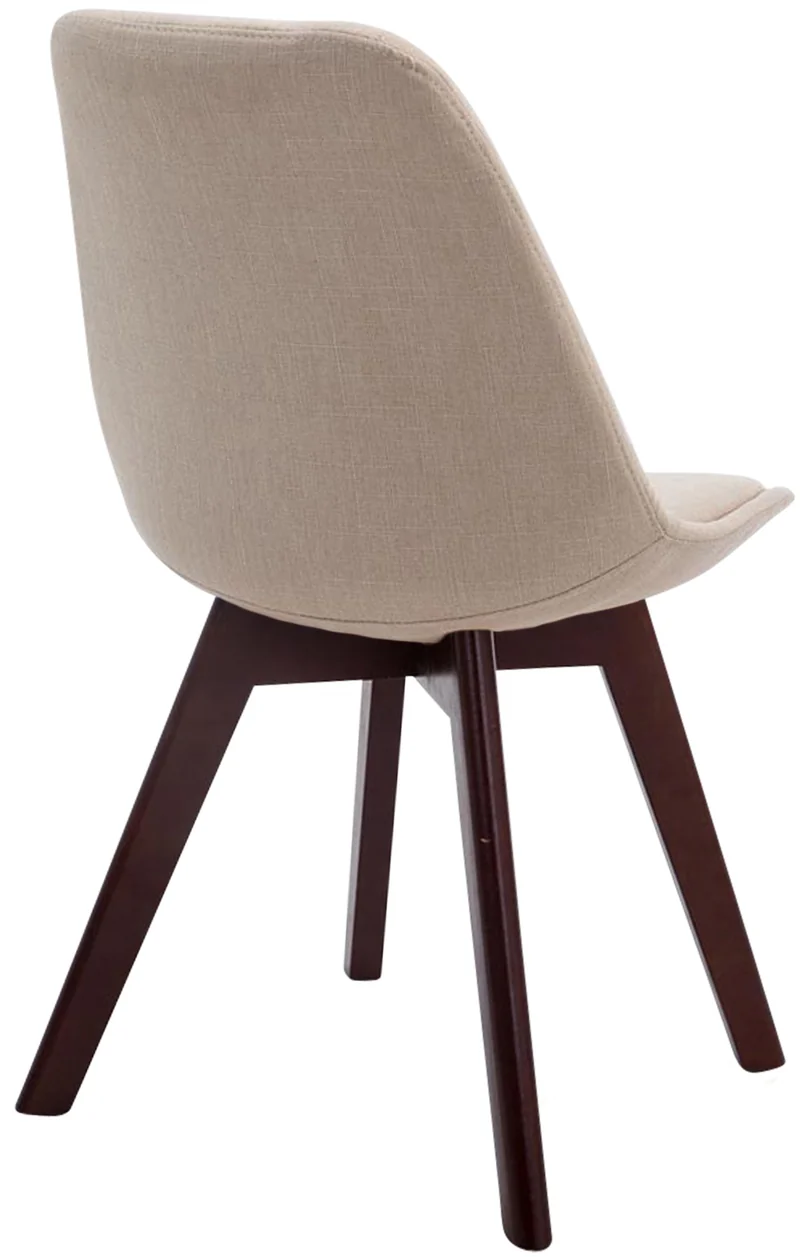 Chaise de salle à manger x1 design scandinave en tissu crème et piètement à 4 pieds en bois marron 10_0003301