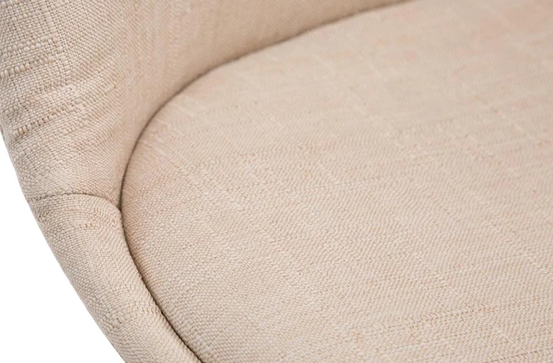 Chaise de salle à manger x1 design scandinave en tissu crème et piètement à 4 pieds en bois marron 10_0003301