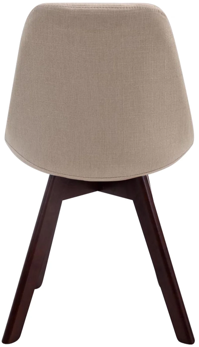 Chaise de salle à manger x1 design scandinave en tissu crème et piètement à 4 pieds en bois marron 10_0003301