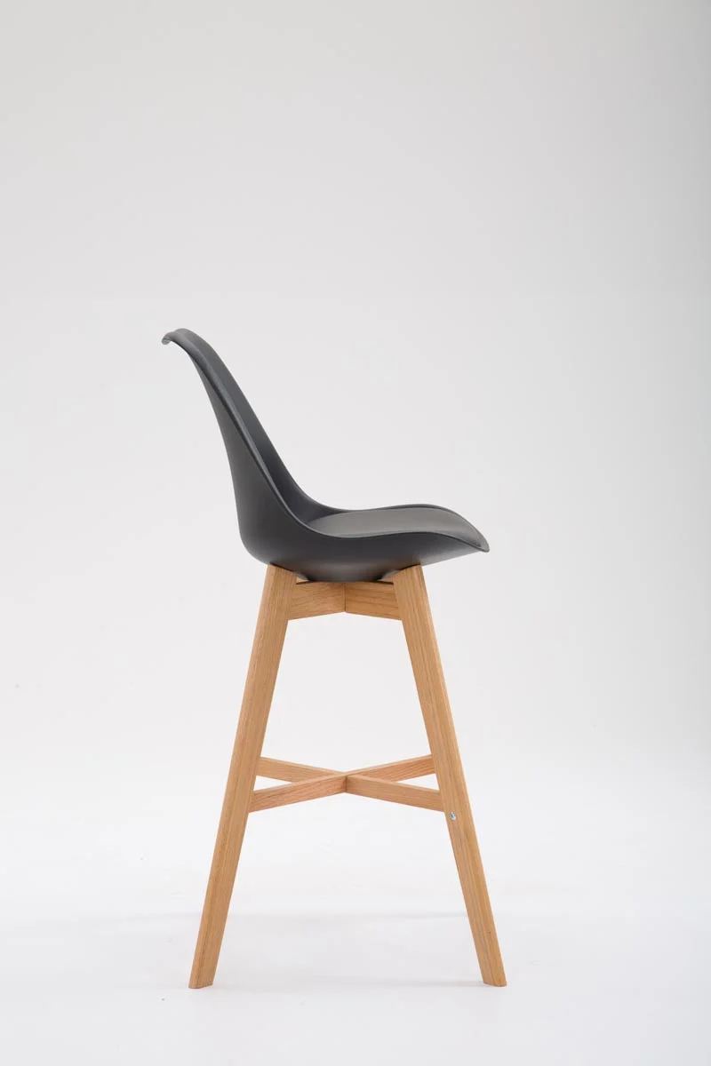 Tabouret de bar style scandinave avec repose-pieds en bois assises en plastique et synthétique noir TDB10369