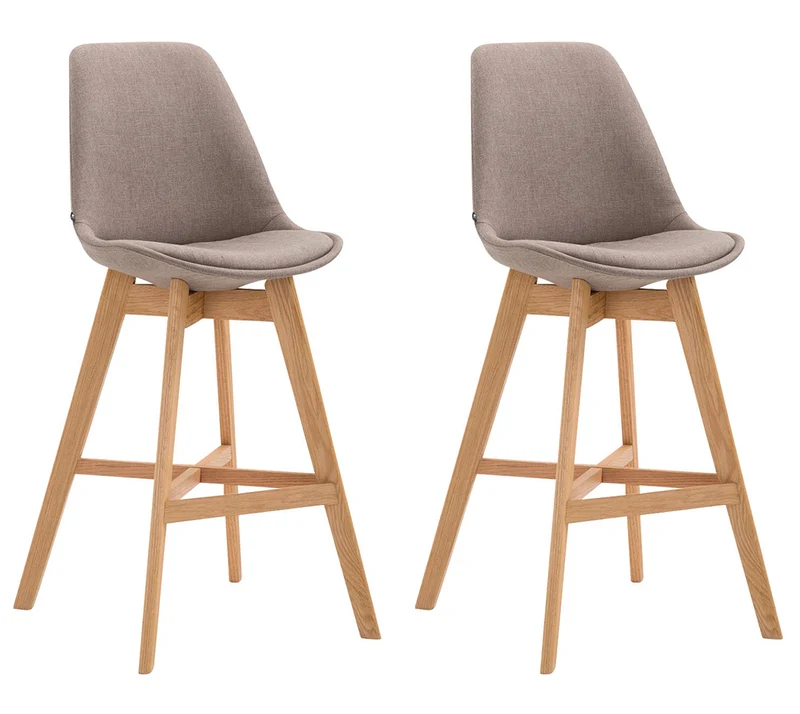 Lot de 2 tabouret de bar chaise haute design moderne en tissu taupe 10_0001297
