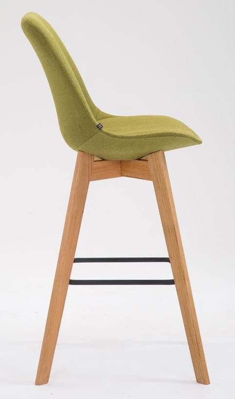 Lot de 2 tabourets de bar style scandinave avec dossier en tissu vert et structure en bois naturel 10_0006809