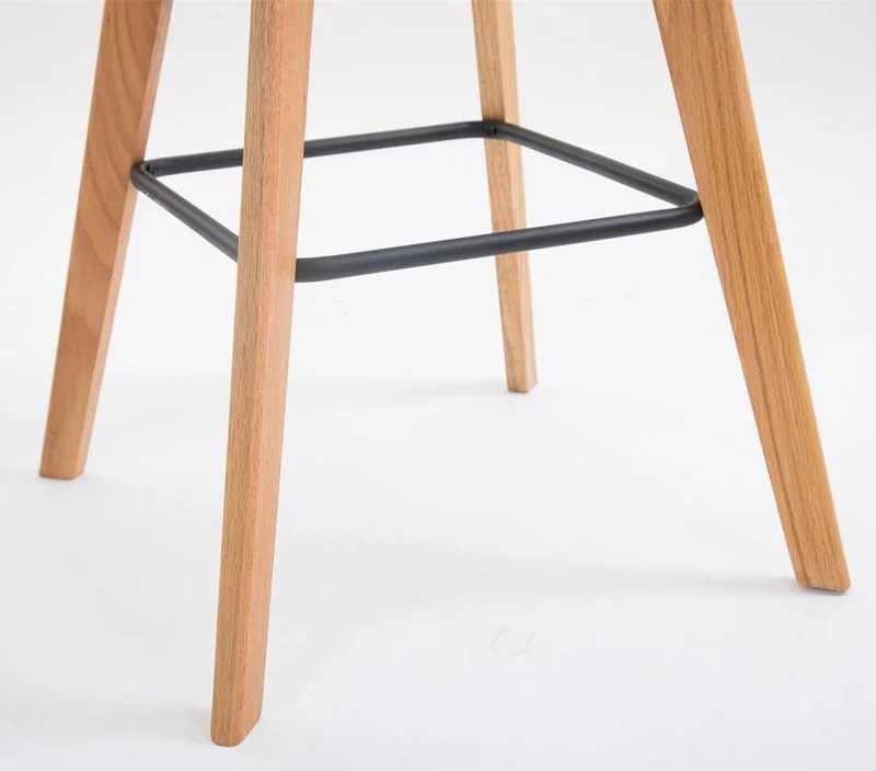 Lot de 2 tabourets de bar style scandinave avec assise en plastique et PVC orange et structure en bois naturel 10_0006406