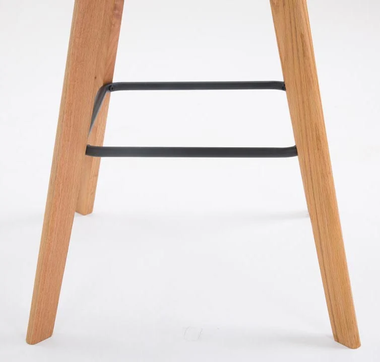 Lot de 2 tabourets de bar style scandinave avec assise en similicuir et plastique noir et structure en bois naturel 10_0006032