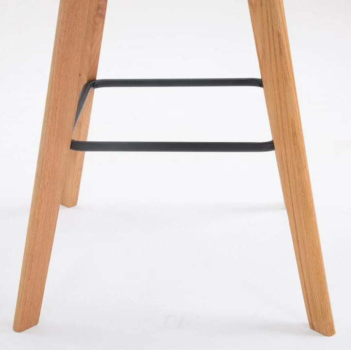 Lot de 2 tabourets de bar style scandinave avec dossier en similicuir crème et structure en bois naturel 10_0005903