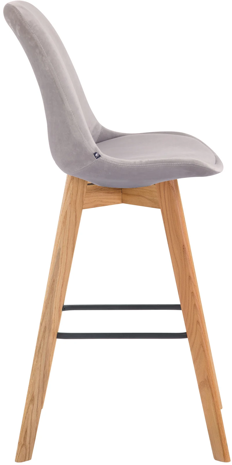 Tabouret de bar x1 style scandinave avec assise en velours gris et structure en bois naturel 10_0005723