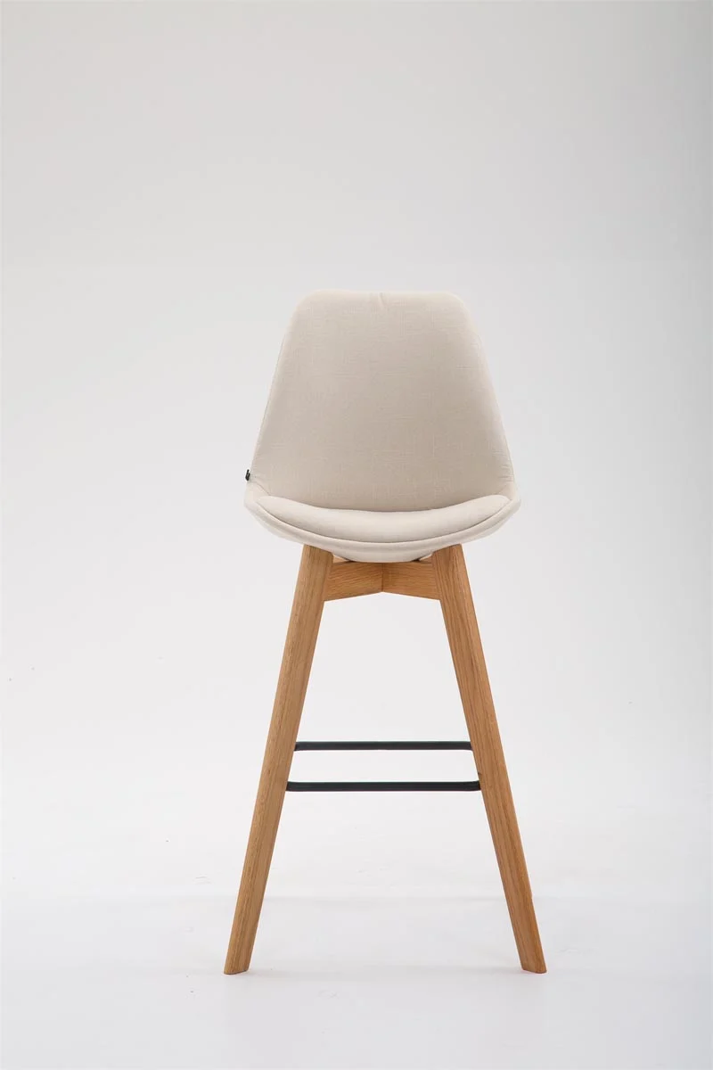 Tabouret de bar x1 style scandinave avec assise en tissu crème et structure en bois naturel 10_0005720