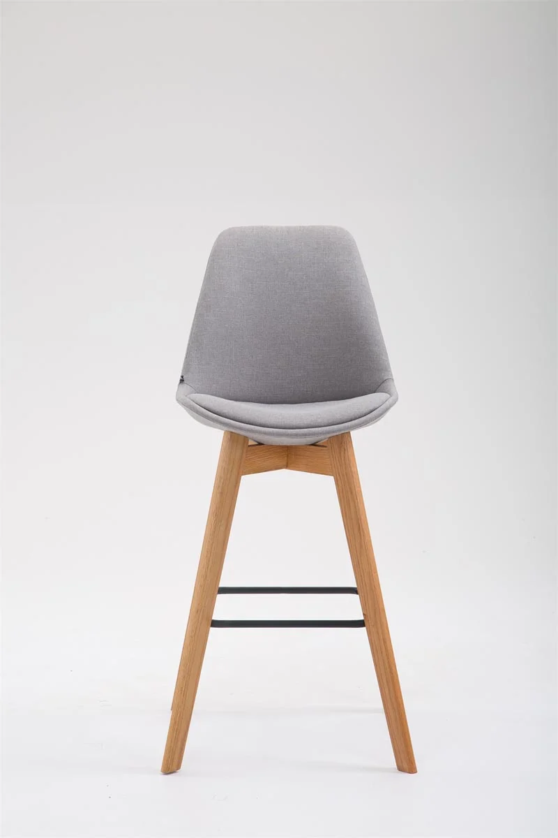 Tabouret de bar x1 style scandinave avec assise en tissu gris et structure en bois naturel 10_0005718
