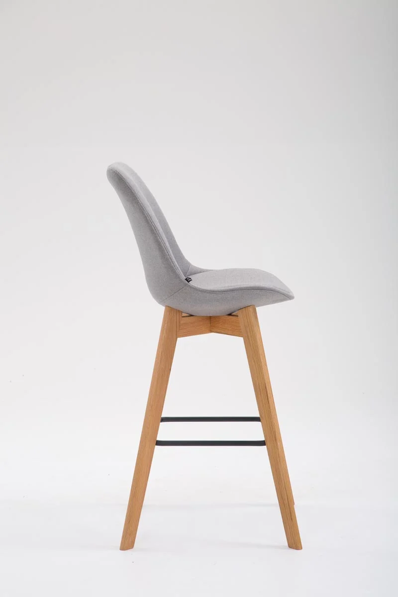 Tabouret de bar x1 style scandinave avec assise en tissu gris et structure en bois naturel 10_0005718