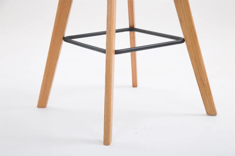 Tabouret de bar x1 style scandinave avec assise en tissu gris et structure en bois naturel 10_0005718