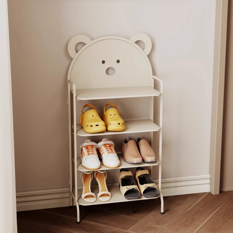 Contemporary Creative Cartoon Cute Bear Iron Shoe Storage Rack 4-Tier For Entryway