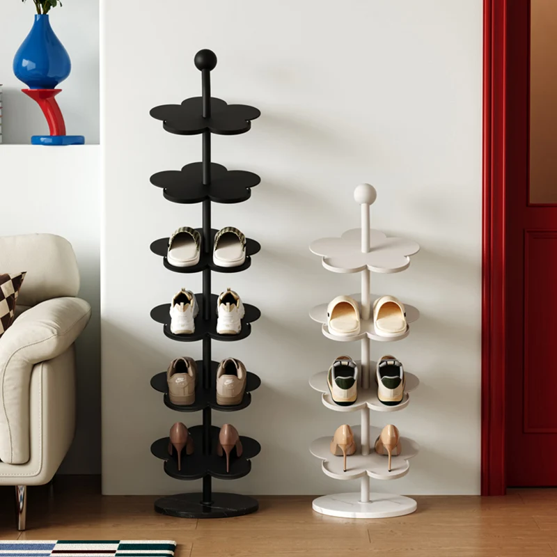 Modern Art Deco Carbon Steel Marble Floral Shoe Storage Rack 4/6-Tier For Entryway & Hallway