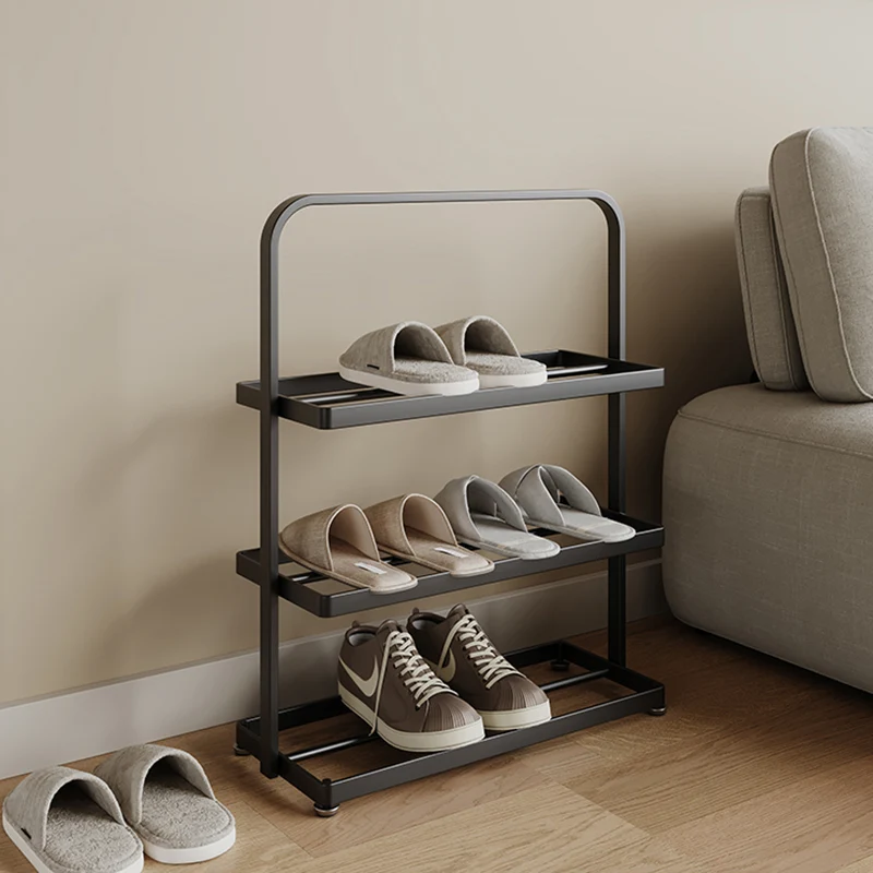 Modern Minimalist Rectangular Iron Open Storage Organizer Shoe Rack 3-Tier For Entryway