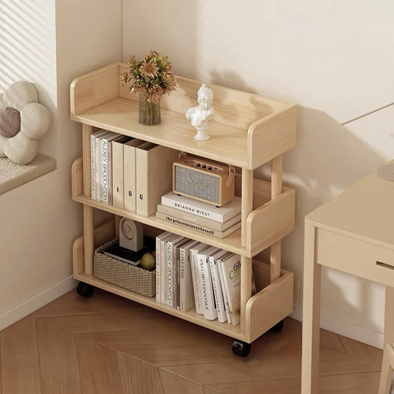 Modern Minimalist Rectangular MDF Movable Bookshelf 3/4-Tier For Living Room
