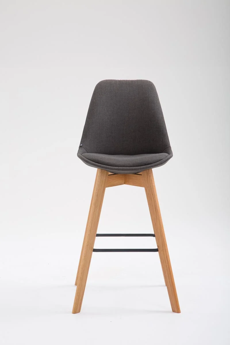 Tabouret de bar x1 style scandinave avec assise en tissu gris foncé et structure en bois naturel 10_0005717