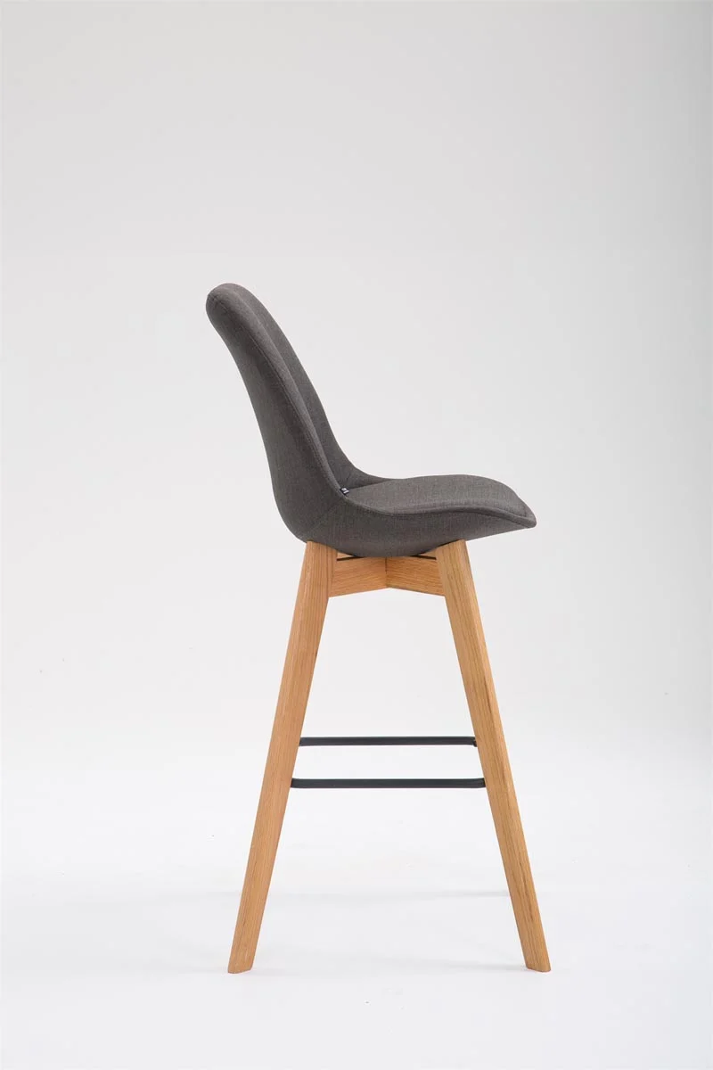 Tabouret de bar x1 style scandinave avec assise en tissu gris foncé et structure en bois naturel 10_0005717