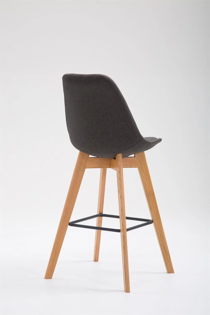 Tabouret de bar x1 style scandinave avec assise en tissu gris foncé et structure en bois naturel 10_0005717