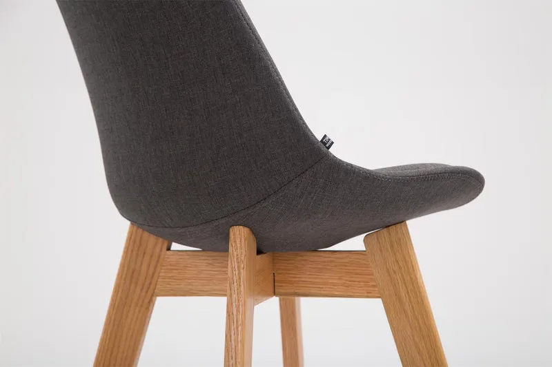 Tabouret de bar x1 style scandinave avec assise en tissu gris foncé et structure en bois naturel 10_0005717
