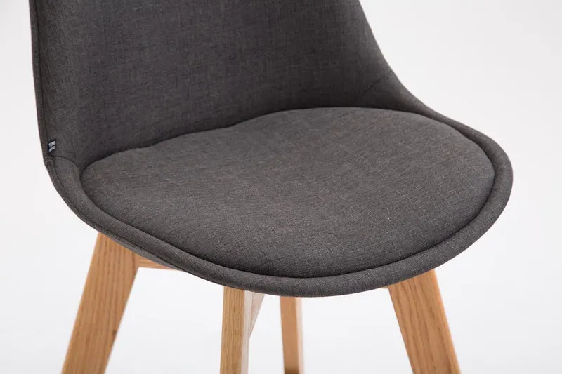 Tabouret de bar x1 style scandinave avec assise en tissu gris foncé et structure en bois naturel 10_0005717