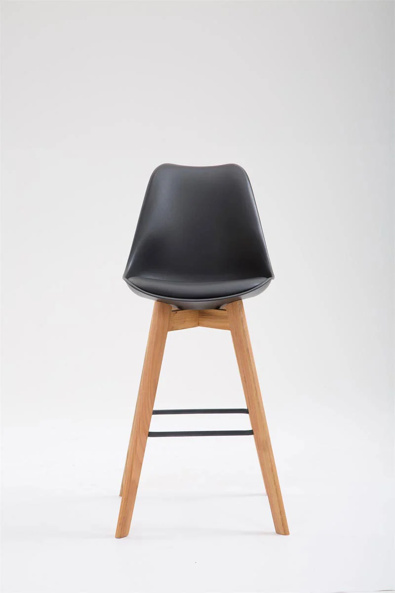 Tabouret de bar x1 style scandinave avec assise en plastique et PVC noir et structure en bois naturel 10_0005715