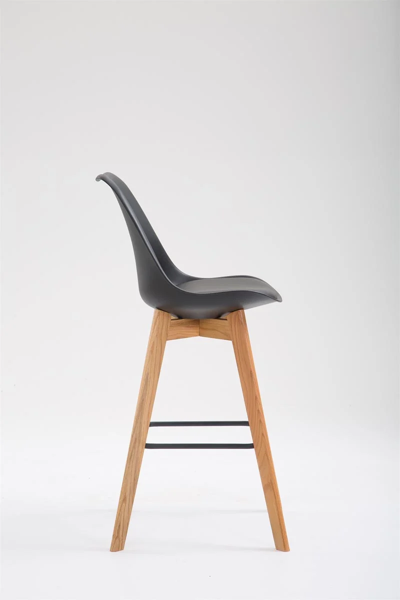 Tabouret de bar x1 style scandinave avec assise en plastique et PVC noir et structure en bois naturel 10_0005715