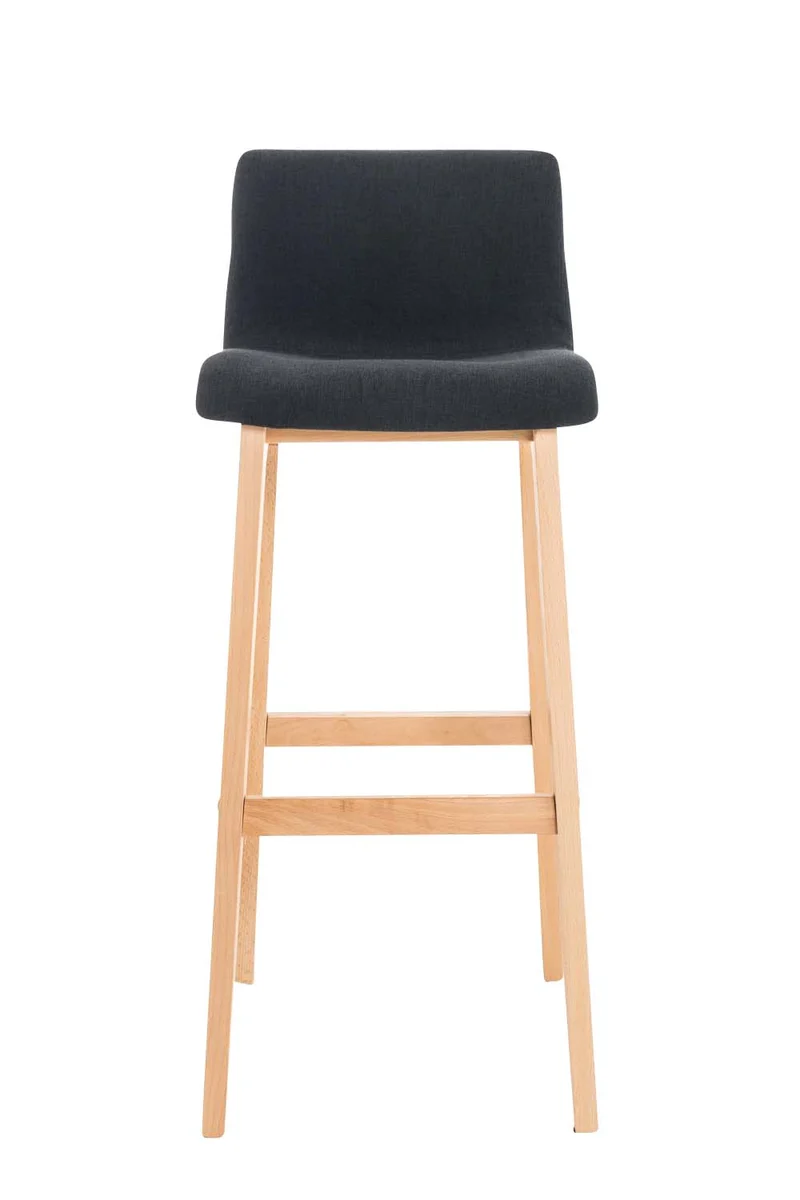 Tabouret de bar x1 avec repose-pieds structure de 4 pieds en bois assise en tissu noir 10_0004975