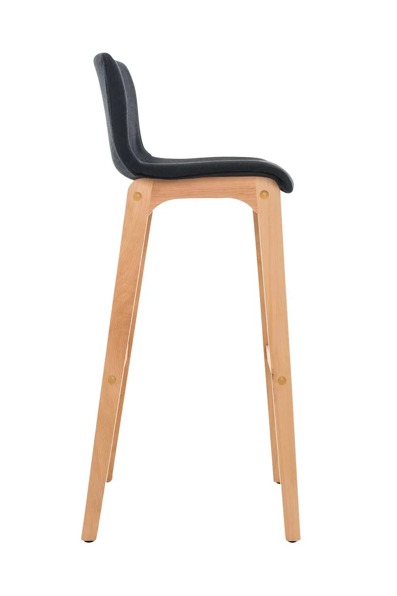 Tabouret de bar x1 avec repose-pieds structure de 4 pieds en bois assise en tissu noir 10_0004975