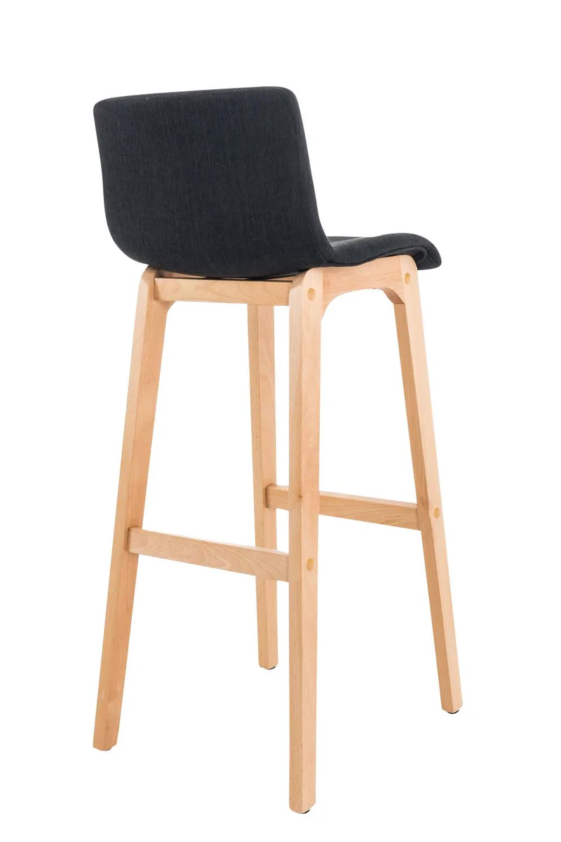 Tabouret de bar x1 avec repose-pieds structure de 4 pieds en bois assise en tissu noir 10_0004975