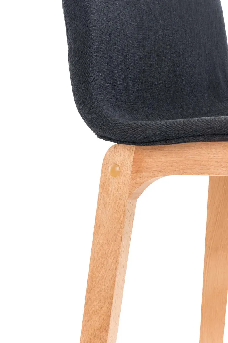 Tabouret de bar x1 avec repose-pieds structure de 4 pieds en bois assise en tissu noir 10_0004975