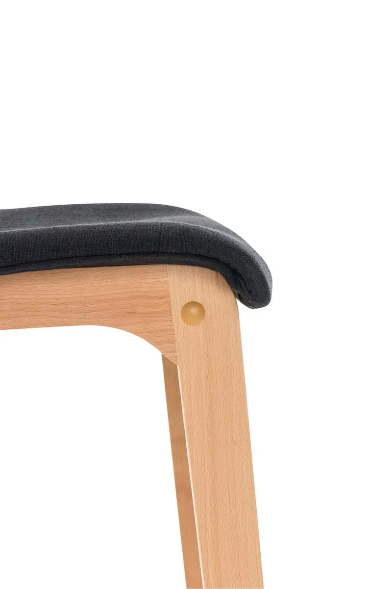 Tabouret de bar x1 avec repose-pieds structure de 4 pieds en bois assise en tissu noir 10_0004975