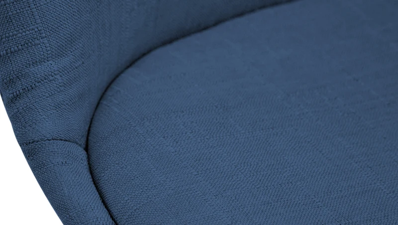 Chaise de salle à manger x1 design scandinave en tissu bleu et piètement à 4 pieds en bois blanc 10_0003311