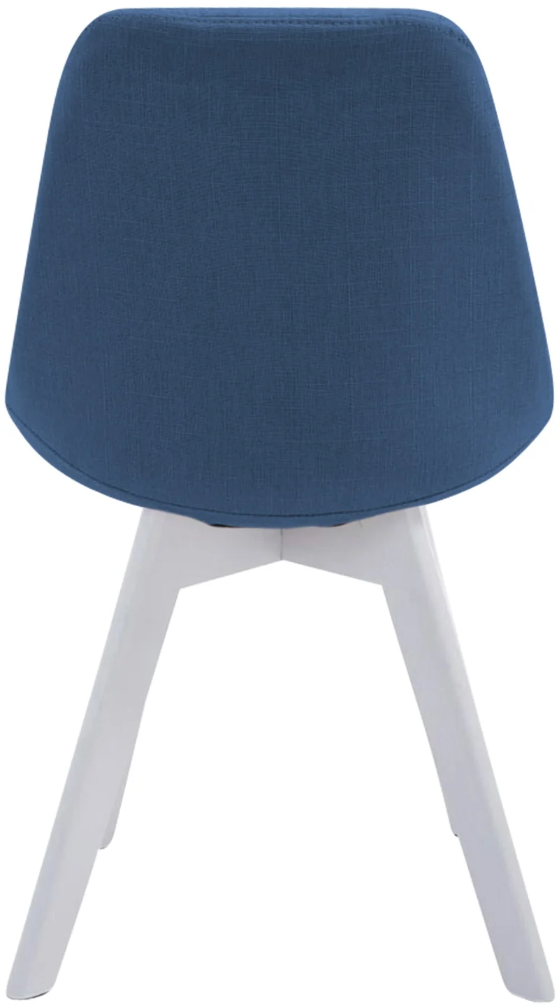 Chaise de salle à manger x1 design scandinave en tissu bleu et piètement à 4 pieds en bois blanc 10_0003311