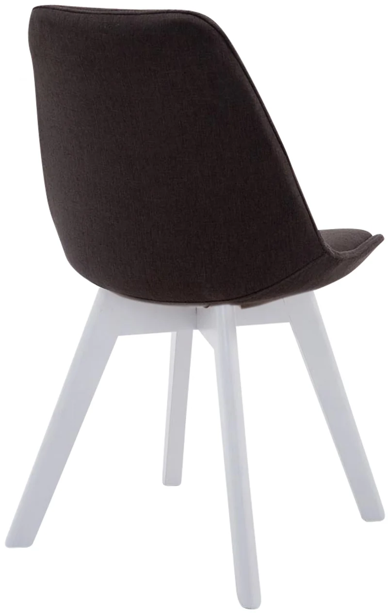 Chaise de salle à manger x1 design scandinave en tissu gris foncé et piètement à 4 pieds en bois blanc 10_0003314