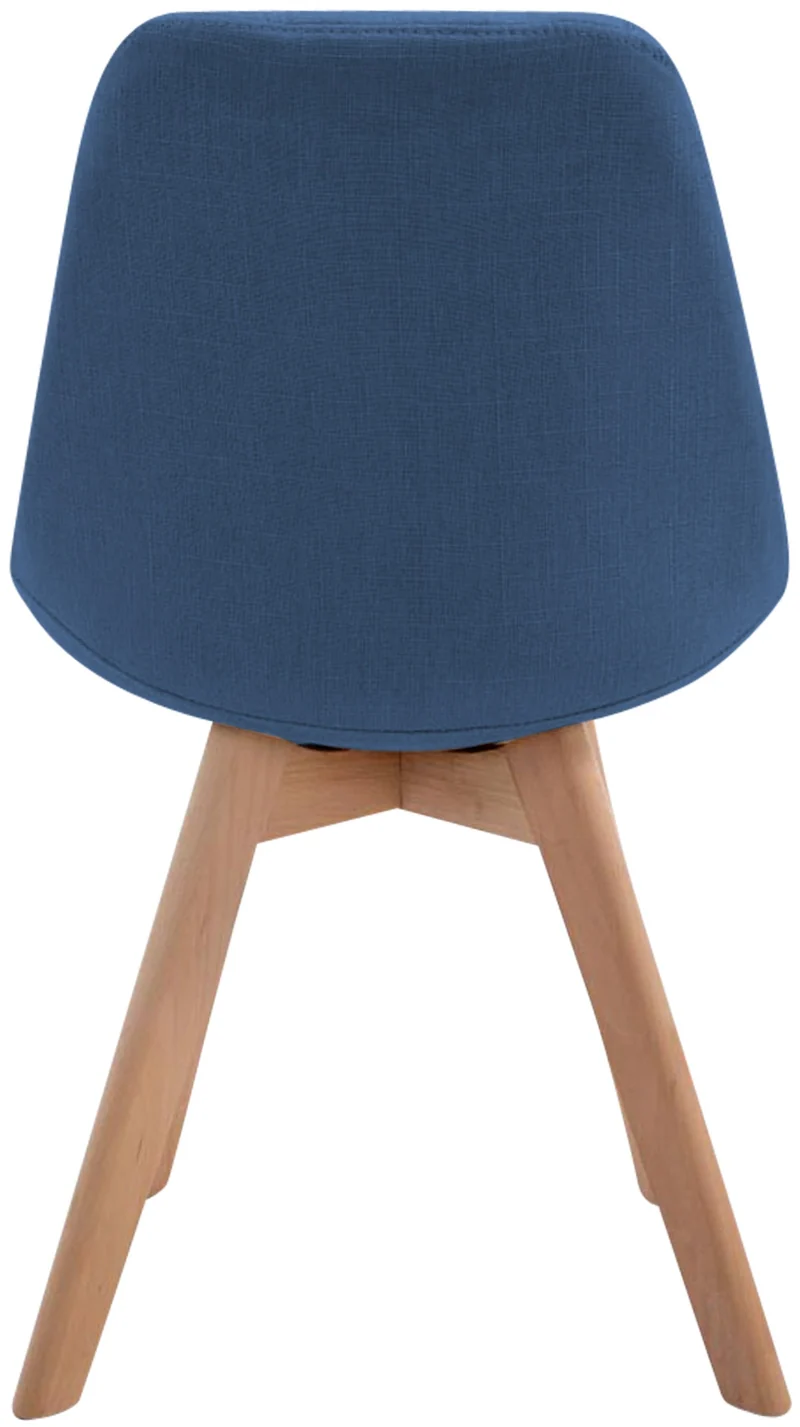 Chaise de salle à manger x1 design scandinave en tissu bleu et piètement à 4 pieds en bois clair 10_0003276