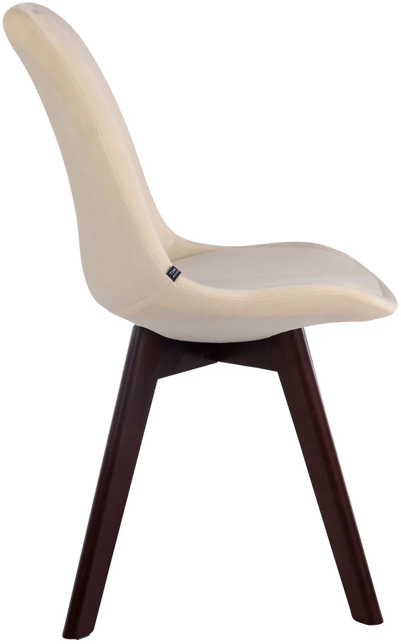 Chaise de salle à manger x1 design scandinave en velours crème et piètement à 4 pieds en bois marron 10_0003284