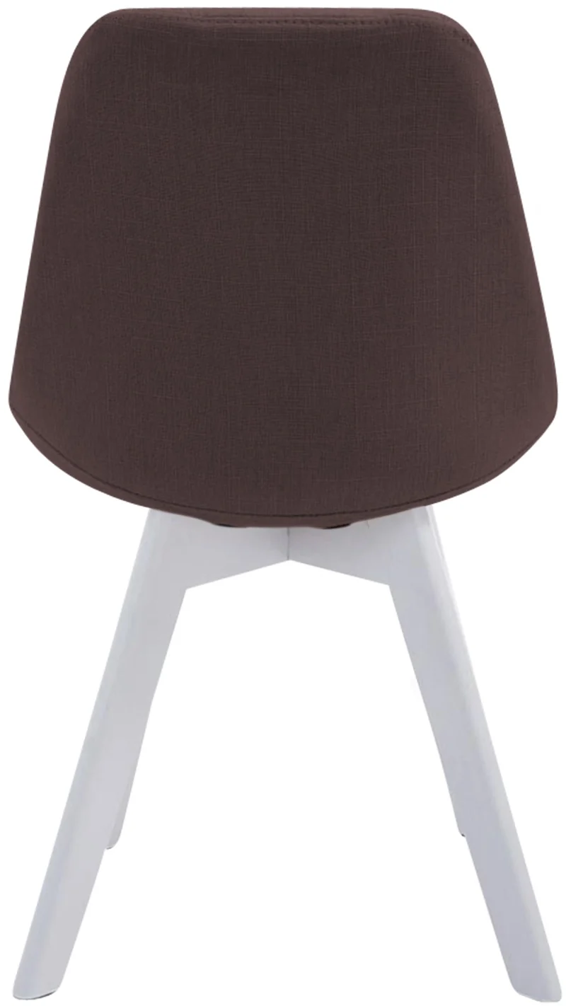 Chaise de salle à manger x1 design scandinave en tissu marron et piètement à 4 pieds en bois blanc 10_0003312
