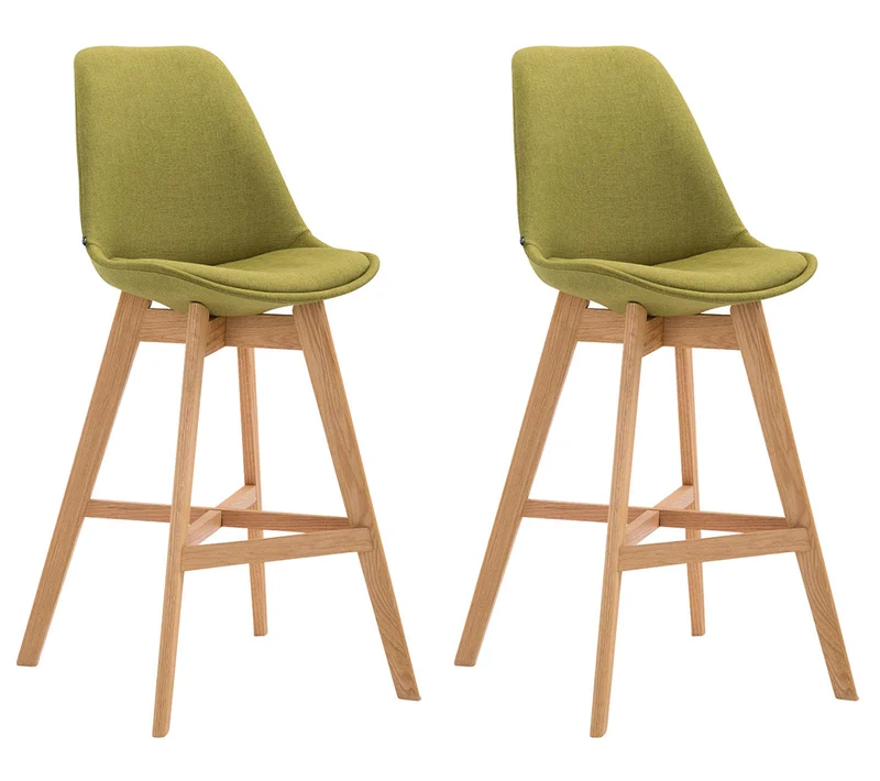 Lot de 2 tabouret de bar chaise haute design moderne en tissu vert 10_0001298