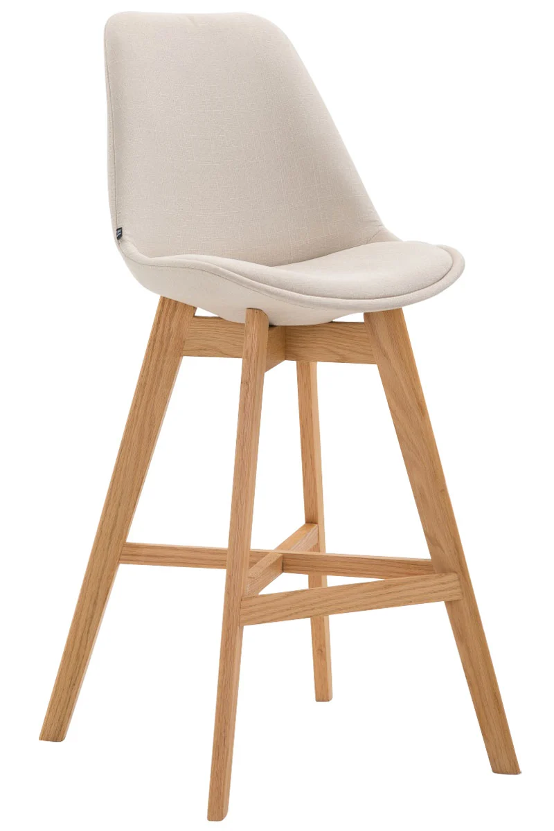 Tabouret de bar chaise haute design scandinave moderne en tissu crème 10_0000925