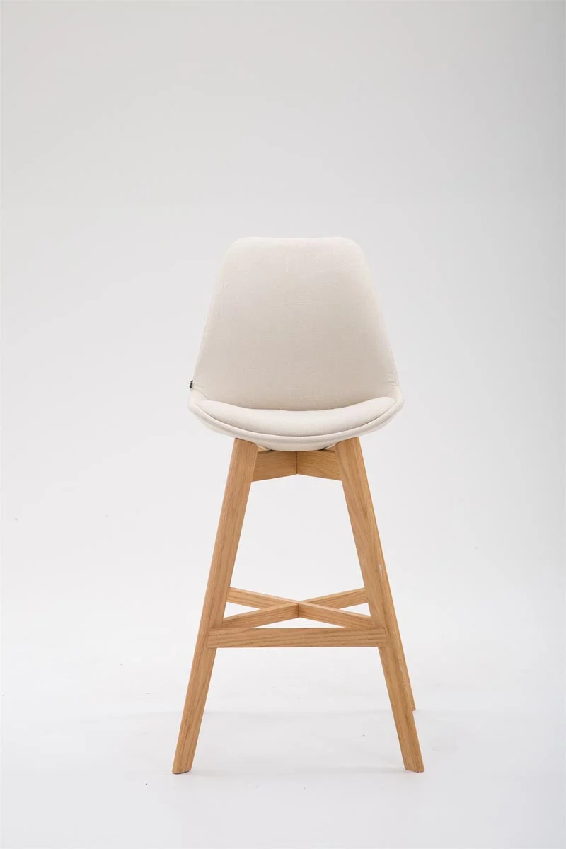 Tabouret de bar chaise haute design scandinave moderne en tissu crème 10_0000925