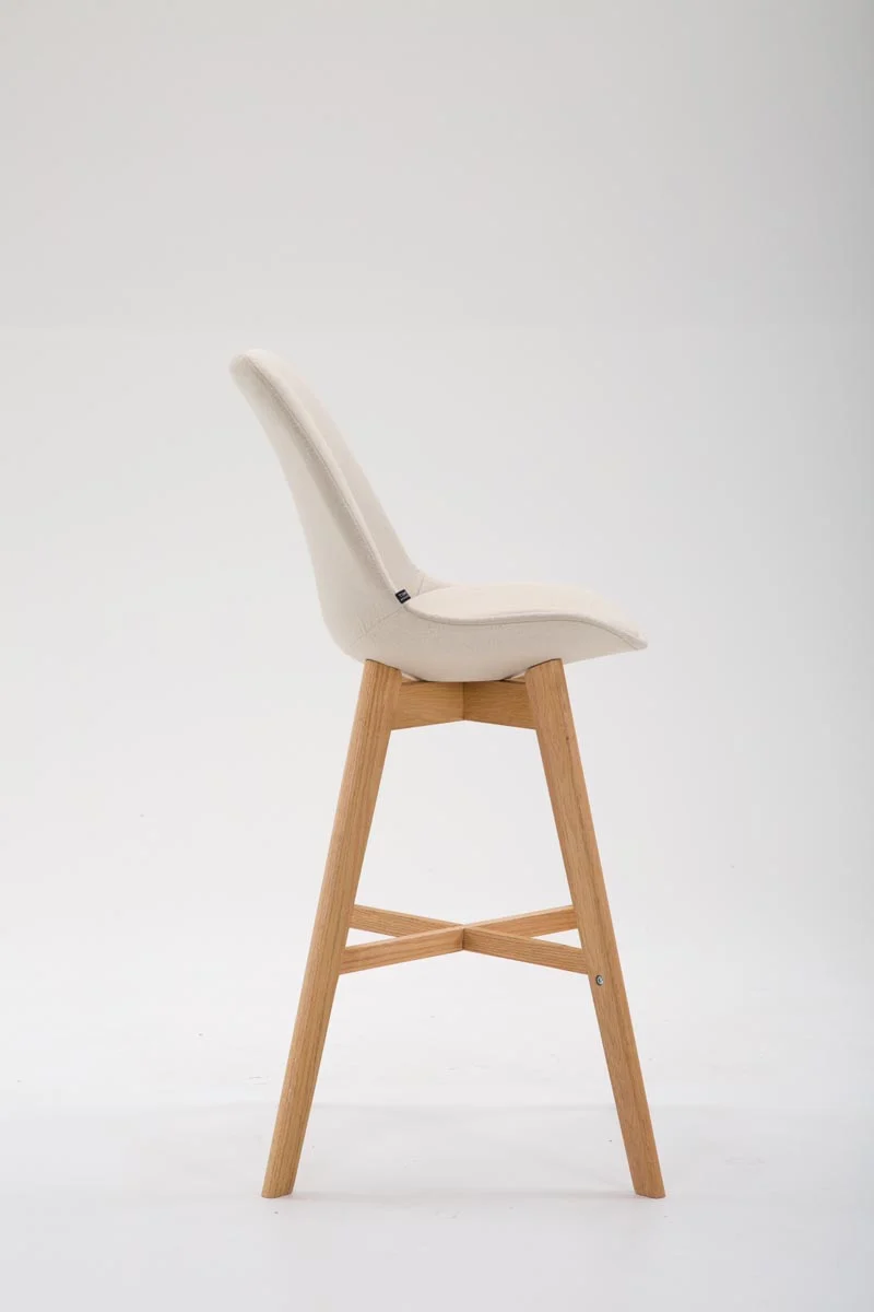 Tabouret de bar chaise haute design scandinave moderne en tissu crème 10_0000925