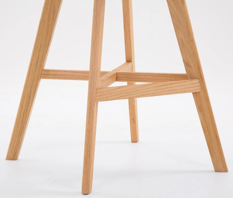 Lot de 2 tabourets de bar scandinaves coque plastique et PVC grise et pieds en bois massif 10_0006368