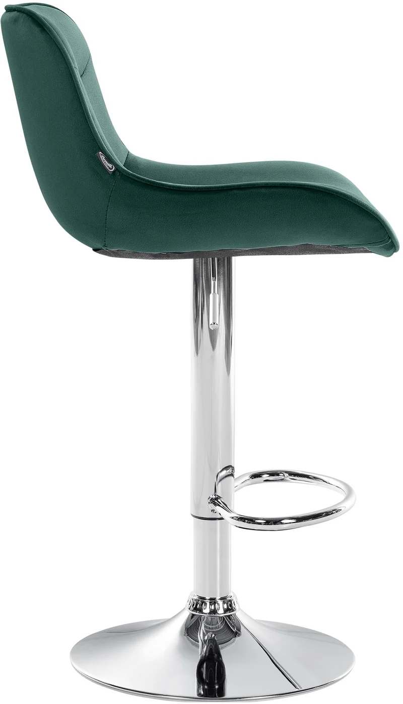 Tabouret de bar x1 pivotant forme ergonomique surpiqûres décoratives en velours vert cadre en métal chromé 10_0006230