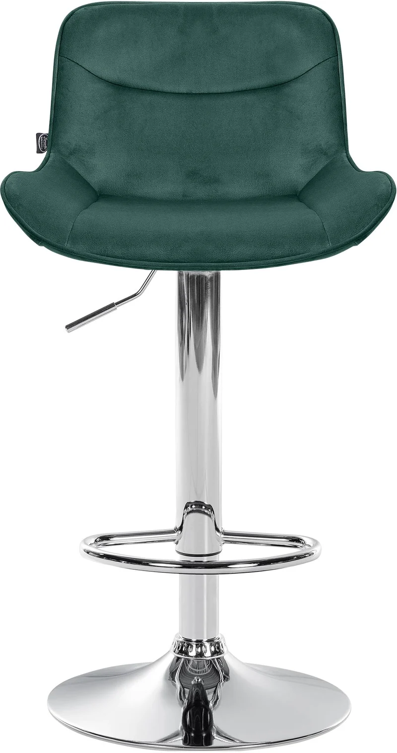 Tabouret de bar x1 pivotant forme ergonomique surpiqûres décoratives en velours vert cadre en métal chromé 10_0006230