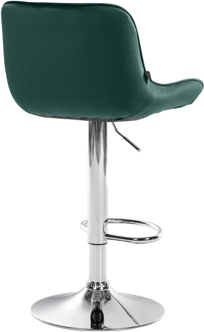 Tabouret de bar x1 pivotant forme ergonomique surpiqûres décoratives en velours vert cadre en métal chromé 10_0006230